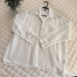 Old Navy White Button Down Gauze Shirt